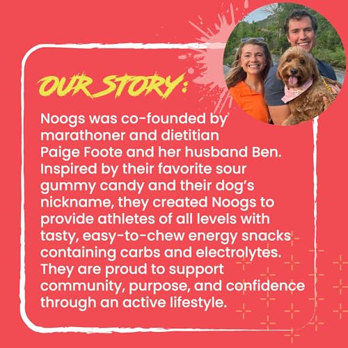 Image of Noogs Sour Energy Chews, Strawberry Lemonade Caffeinated Electrolyte Energy Gummies, 50mg Green Tea Caffeine, Sour Candy Flavored Alternative to Running Gels, Vegan & Gluten Free, 12 Pack