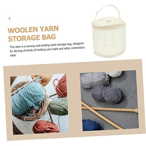 Image of 2Pcs Mesh Yarn Storage Bags - Portable Nylon Yarn Balls Organizer for Knitting and Crochet Projects - Purple and Magenta