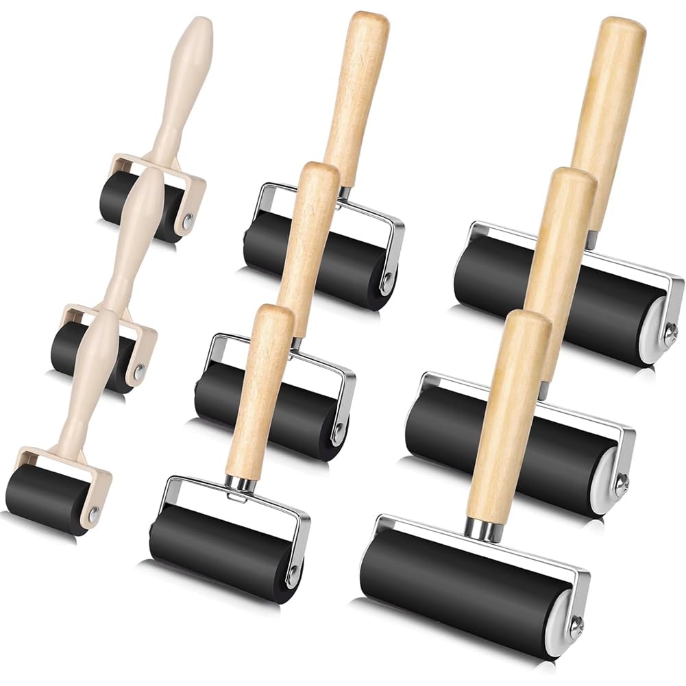UDSKNV[KSL Art Craft for Gluing Rubber Brayer Roller 9-Pack 1.4/2.4/4 Inch Printing Printmaking in Application Wallpapers