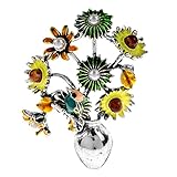 Forma: Florero Girasol Florero Broches Vintage Esmalte Flores Broche Alfileres Elegante Traje Cardigan Perlas Pin Joyería Regalo