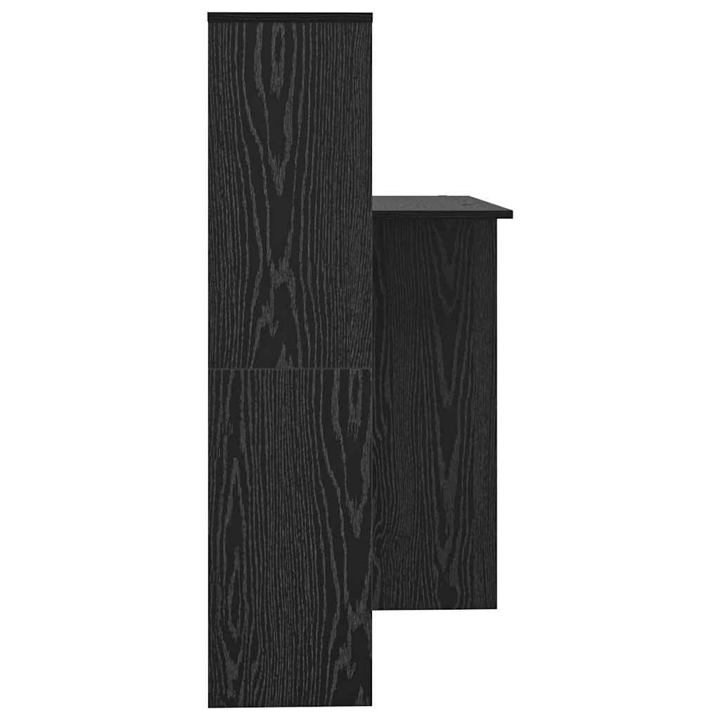 Scrivania nera effetto rovere, 131,5 x 50 x 106,5 cm, materiale in legno opaco, con 3 ripiani, moderna per la casa, ufficio, per studio, durevole, con spazio di archiviazione