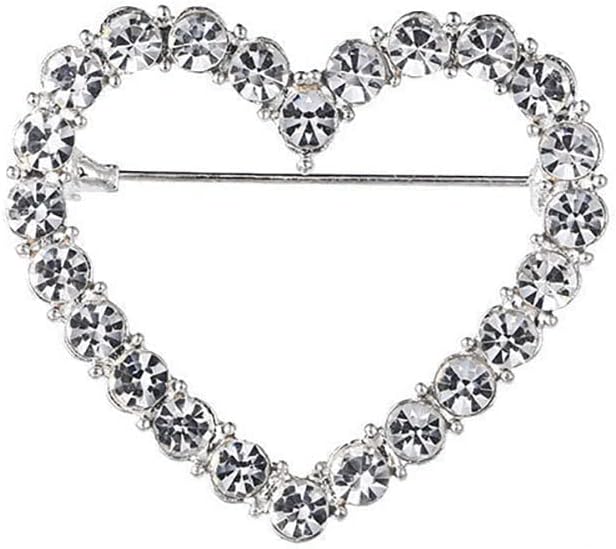 Crystal Love Heart Brooch Pin Valentine's Day Gift Pin Women Girls Hollow Heart Lapel Pin Badge for Mother's Day Gift image 4
