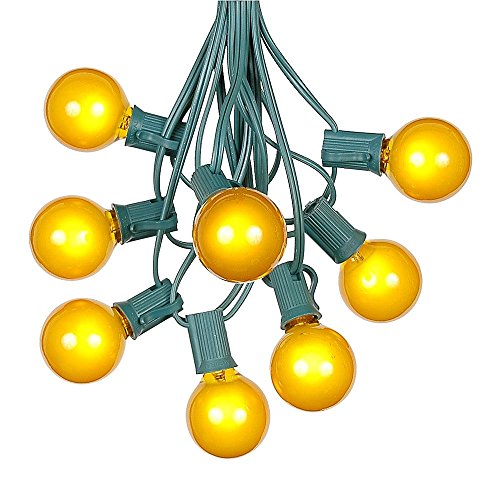 G40 Patio String Lights with 25 Yellow Globe Bulbs -
