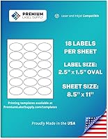 Vista 1 de Premium Label Supply Etiquetas adhesivas ovaladas blancas – 2.5 x 1.5 pulgadas ovaladas – Compatible con láser/inyección de tinta – (18 por hoja)