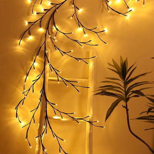 Koboko Lichterkette Willow Vine, 72 LED Lichterzweige Lichterkette Wand, 8 Modes USB Weidenrebe Baum Lichter mit Fernbedienung|Timer, Biegbare Künstliche Baumzweige Lichter Schlafzimmer Wand Deko – Bild 5