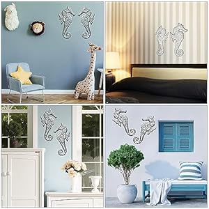 Fathersden collection seahorse wall decor nautical bathroom decor 12 inch complimentary 2 pcs left right metal ocean art beach decorations for home giftable sea life decor beach wall decor  urban country home decor
