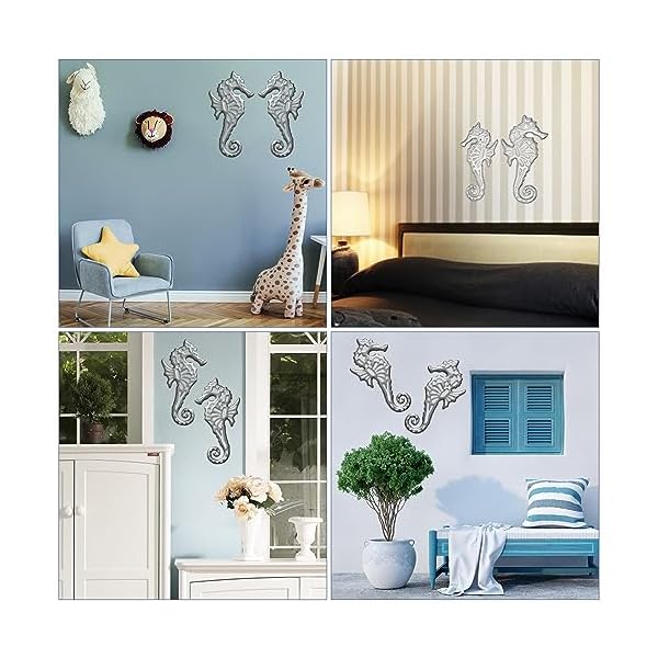 Fathersden collection seahorse wall decor nautical bathroom decor 12 inch complimentary 2 pcs left right metal ocean art beach decorations for home giftable sea life decor beach wall decor  urban country home decor