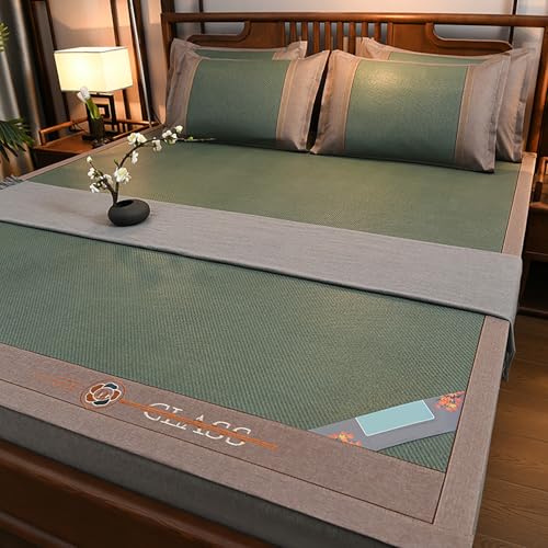 UGZPWQLNX Colchón refrescante de bambú, Estera for Dormir de Verano Seda Helada bambú y ratán con Funda Almohada, Multicolor, Varios tamaños