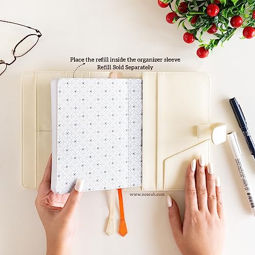 Image of NEORAH - B6 Notebook SLEEVE with SNAP Button - [ SLEEVE ONLY ]|Vegan Leather|Office Diary Holder with Penloop| 2 Front & 1 Back Pocket | 6 Card Slots |2 BookMarks - Fits any B6 Softcover -AFTERGLOW