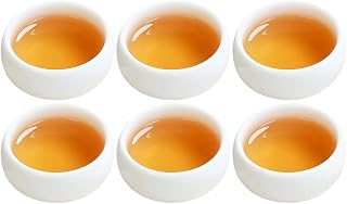 Sizikato 6pcs Pure White Chinese Porcelain Tea Cup, 1 Oz Exquisite Sake Cup