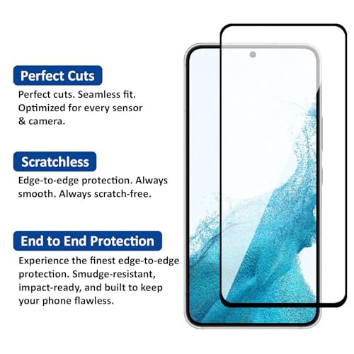 Image of AIBEX Tempered Glass for Samsung S22 / Samsung S23 5G | 9H Hardness | Anti-Glare & Anti-Fingerprint | Water Resistant | Edge-to-Edge Full Screen Protector | Bubble-Free Installation