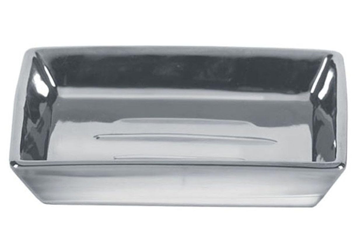 Kleine Wolke Silver Glamour Soap Dish, Porcelain