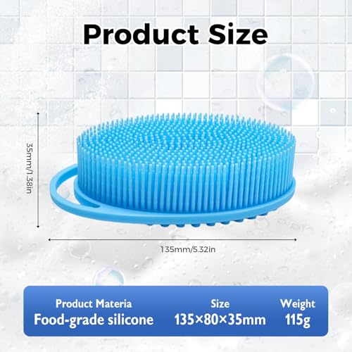 Image of Silicone Body Scrubber Shower, Soft Gentle Shower Brush Loofah for Sensitive Skin, Lather Well, Handheld Cleansing Skin Brush for Young and Old Men Women (Colorful-A)
