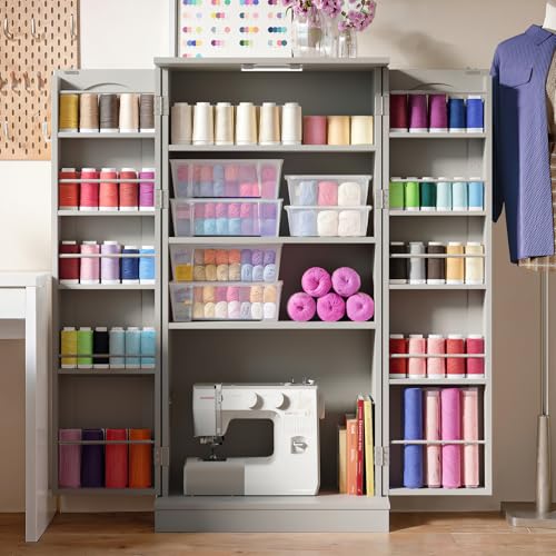 NEWOWNDS Craft Storage Cabinet with LED Lights​​ – 50" Adjustable