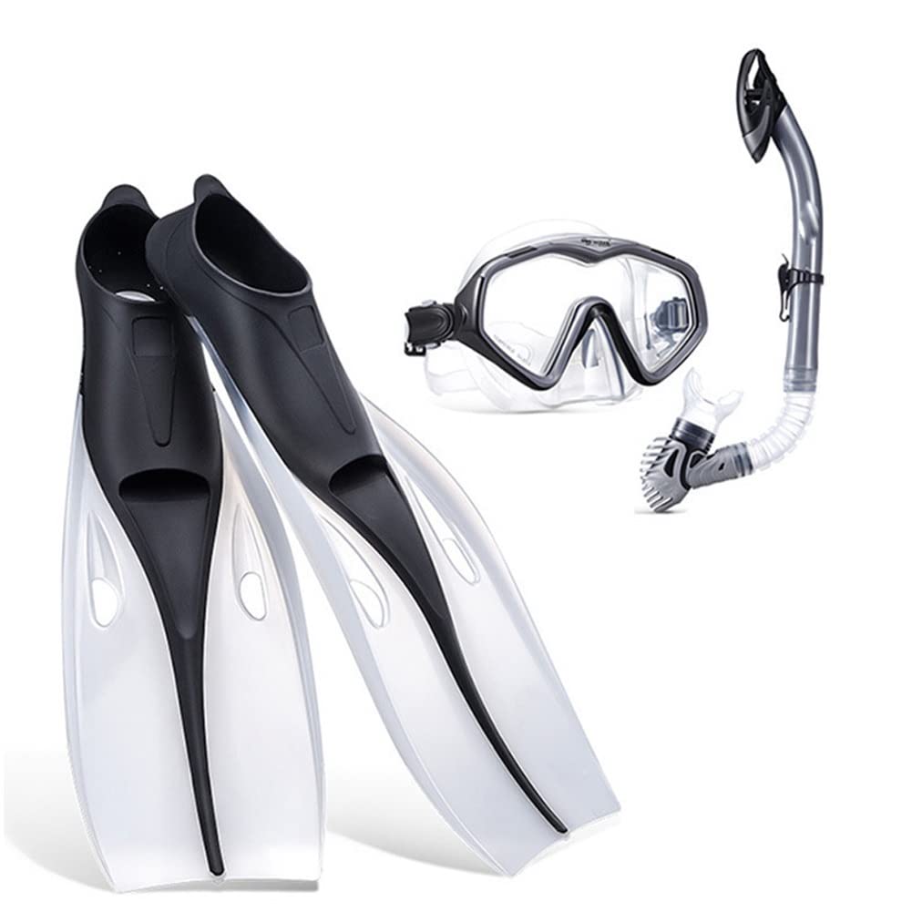 Gafas de buceo Gafas de buceo panorámicas de campo amplio Máscara de buceo antivaho Juego de snorkel Gafas de buceo profesionales para adultos Tubo de snorkel completamente seco Aletas largas Ale