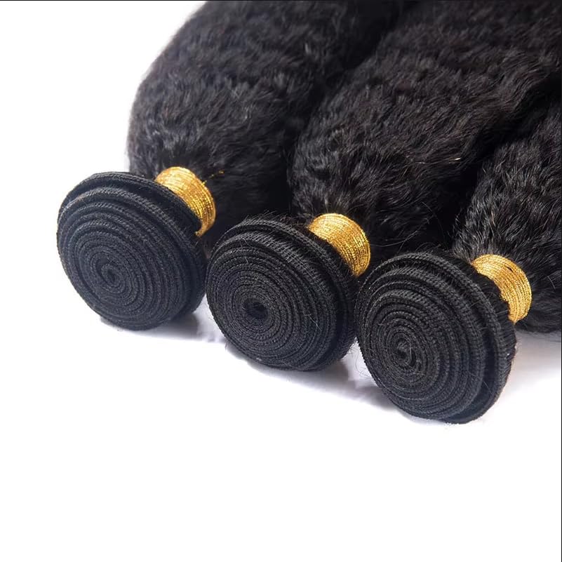 MsSunlight 12A Yaki Straight Human Hair Bundles 18 20 22 Inch Brazilian Virgin Kinky Straight Human Hair 3 Bundles for Women Hair Weave Extensions Natural Color - Image 3
