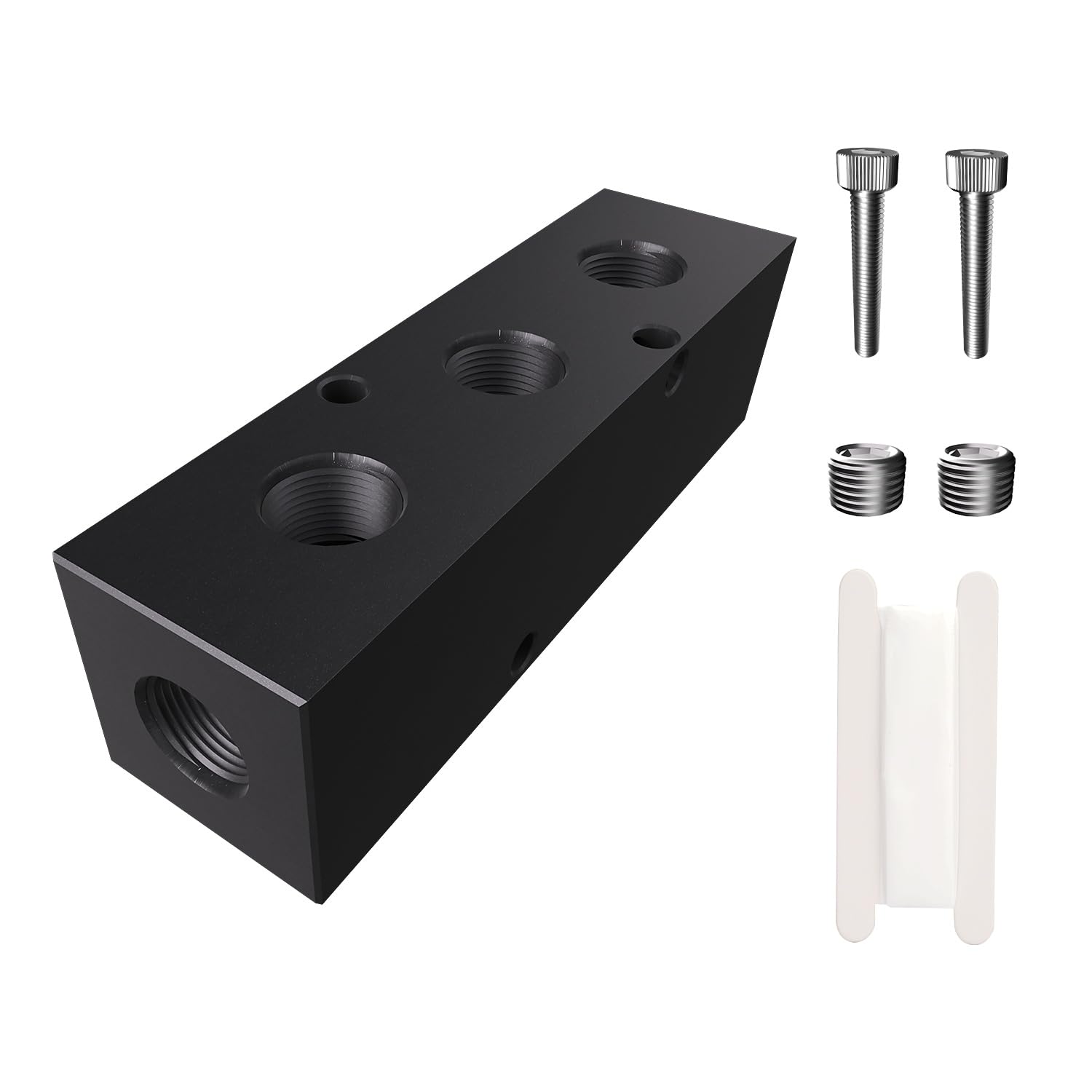 Collecteur d'air en ligne NPT de 6,35 mm, répartiteur de tuyau à 3 voies 5 ports, bloc de distribution d'air avec accessoires