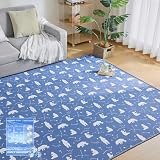 Colorsroom 冷感ラグ 夏用ラグマット カーペット 190×190cm 約2畳 【床冷房】 霜降り 洗える ウレタン7mm ひんやり ラグ ラグマット 夏用 滑り止め付 光触媒抗菌防臭 防ダニ 吸湿性 通気性 速乾性 シロクマブルー