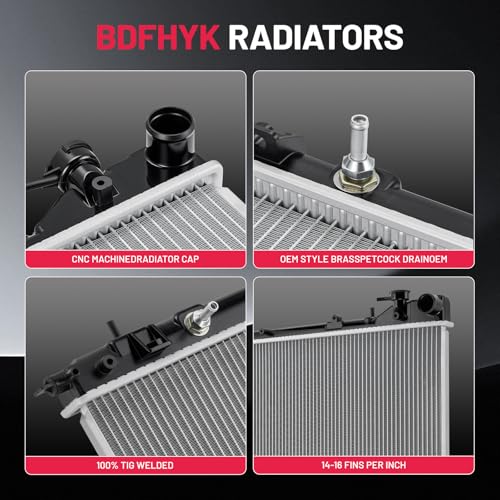 Image of BDFHYK 2402 Aluminum Radiator for Subaru Impreza 1999-2001, CU2402 DPI 2402, 1-Row 16mm Core, Direct Fit Replacement