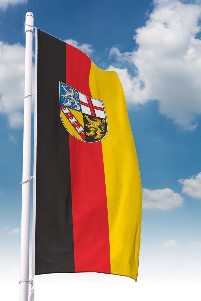 Deitert Bundesland-Flagge Saarland – 150x400 cm Saarland Fahne mit Wappen im Hochformat, Hissfahne aus reißfestem Polyester