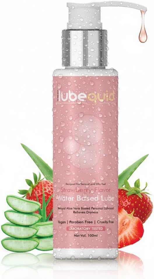 Water-Based Personal Lubricant, 100 ML Bottle- 2 in 1 Lubricant & massage Gel for Men and Women ~ Water Based Lube ~ Skin Friendly, Silicone and Paraben Free, Strawberry Flavoured