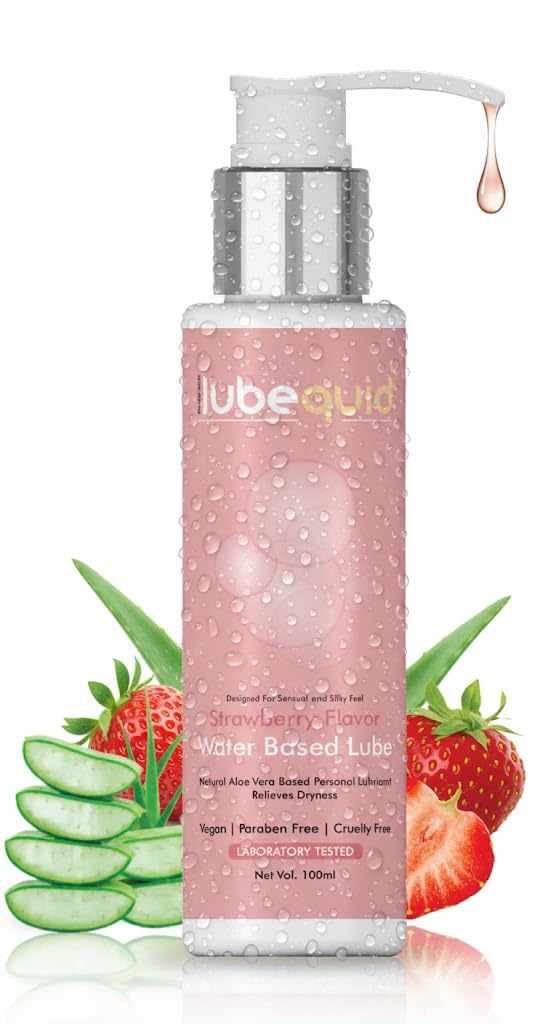 Water-Based Personal Lubricant, 100 ML Bottle- 2 in 1 Lubricant & massage Gel for Men and Women ~ Water Based Lube ~ Skin Friendly, Silicone and Paraben Free, Strawberry Flavoured