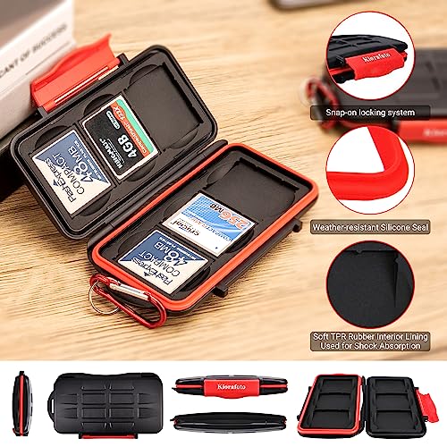 Kiorafoto CF x 6 Memory Card Case Professional Water-Resistant Anti-shock Holder Storage CF Compact Flash Memory Card Holder Protector Cover With Carabiner - Image 4