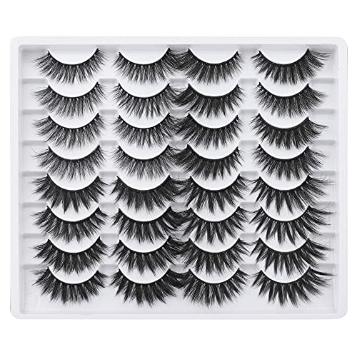 Cat Eye Lashes Pack False Eyelashes Full Fluffy Medium Volume 3D Faux Mink Lashes Wispy 4 Styles 17-19mm Soft Reusable Handmade Fake Eyelashes, 16 Pairs Pack by Pawotence