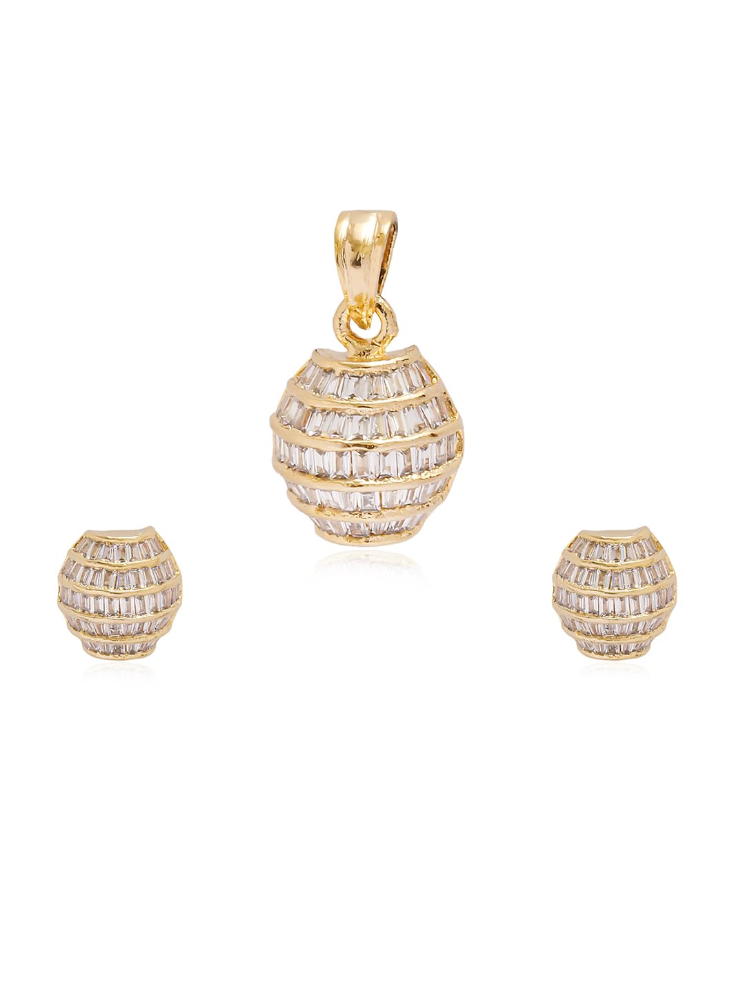 Baguette American Diamond Pendant Set | 22k gold plated | Rakshabandhan | Rakhi Gift for Sister and Bhabhi | Best Gift for Wife, Girlfriend, Mother | 1 year warranty-image-36