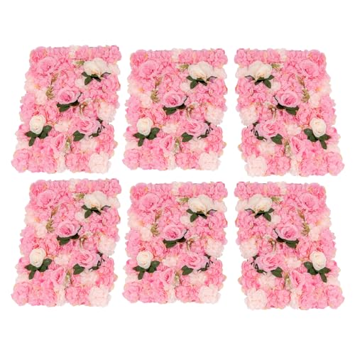 6 unidades de flores artificiales de 60 x 40 cm, flores de seda, rosas de pared, fondo de flores, romántico, para bodas, paneles de rosas de seda para habitación infantil, decoración del hogar, color