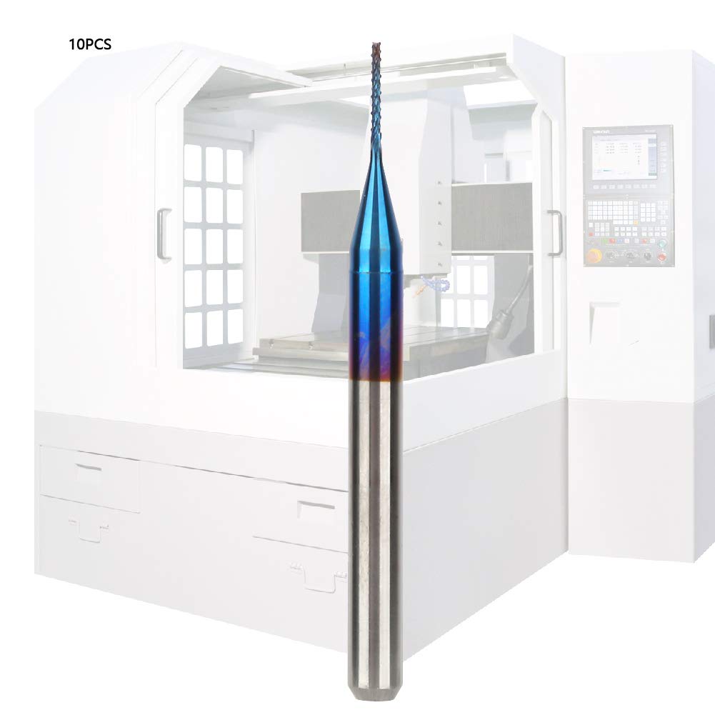 10pcs Cone Milling Cutter Tungsten Carbide Blue Coated End Mill for PCB Engraving Machine(0.5mm) End Mills, Cone Milling Cutter Tungsten Carbide End Mill Chamfer (0.8mm)