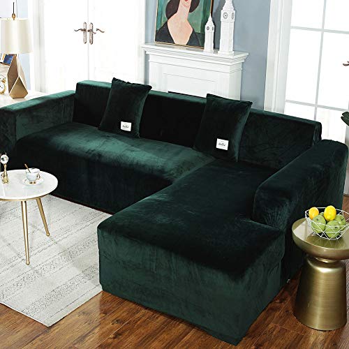 Housse de canapé 4 places velours extensible 235-300cm décoration salon
