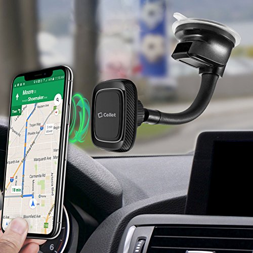 Cellet Car Phone Mount Holder Universal Phone Car Dashboard & Windshield Magnetic Phone Mount Holder With Goose-Neck Compatible With Smartphones Iphones Samsung Galaxy Lg Motorola Moto Google Pixel #TOP2