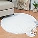 ORINOVA Teppich Rund Schlafzimmer Flauschig Weiß 90 cm Fellteppich Kunstfell Teppich Wohnzimmer Kinderzimmer Kuschelig Waschbar