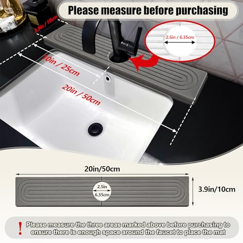 Faucet Mat For Kitchen Sink, 20" Diatomite Absorbent Faucet Mat, Sink Stone Quick Dry Around Faucet, Super Absorbent, Sink Splash Guard For Kitchen Counter (Gray) by HUHAYUYA - Image 2