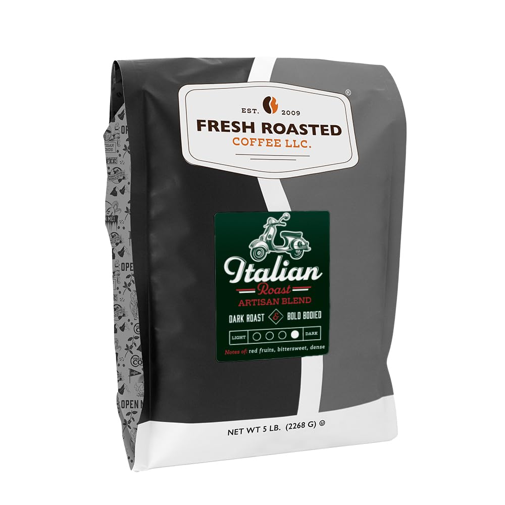 Fresh Roasted Coffee LLC, Italian Roast Espresso Coffee, Whole Bean, 5 Pound Bag