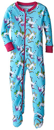 New Jammies Little Girls' Toddler Zippered Footie Pajamas, Rainbow Unicorns, 3T