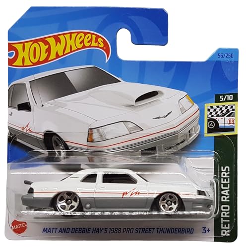 Hot Wheels Matt and Debbie Hay´s 1988 Pro Street Thunderbird Retro Racers 5/10 HKH05 Short Card Ford Blanco -