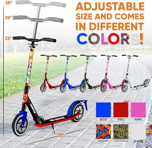 Image of Lightweight and Foldable Kick Scooter - Adjustable Scooter for Teens and Adult, Alloy Deck with High Impact Wheels (Graffiti)