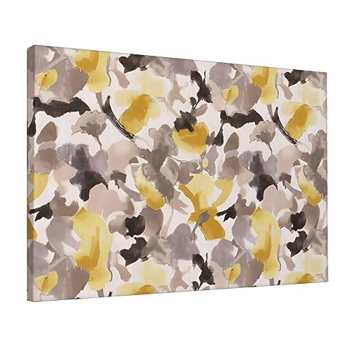 Toile murale fleurs jaunes et grises moderne sans cadre de format 45,7x30,5 cm pour salon