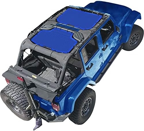 Alien Sunshade Jeep Wrangler JKU Blue (2007-2018) – Front & Rear Mesh Sun Shade for Jeep JK Unlimited - Blocks UV, jeep gifts, Wind, Noise - Bikini Jkini Top Cover for Sport, Sport S, Sahara, Rubicon