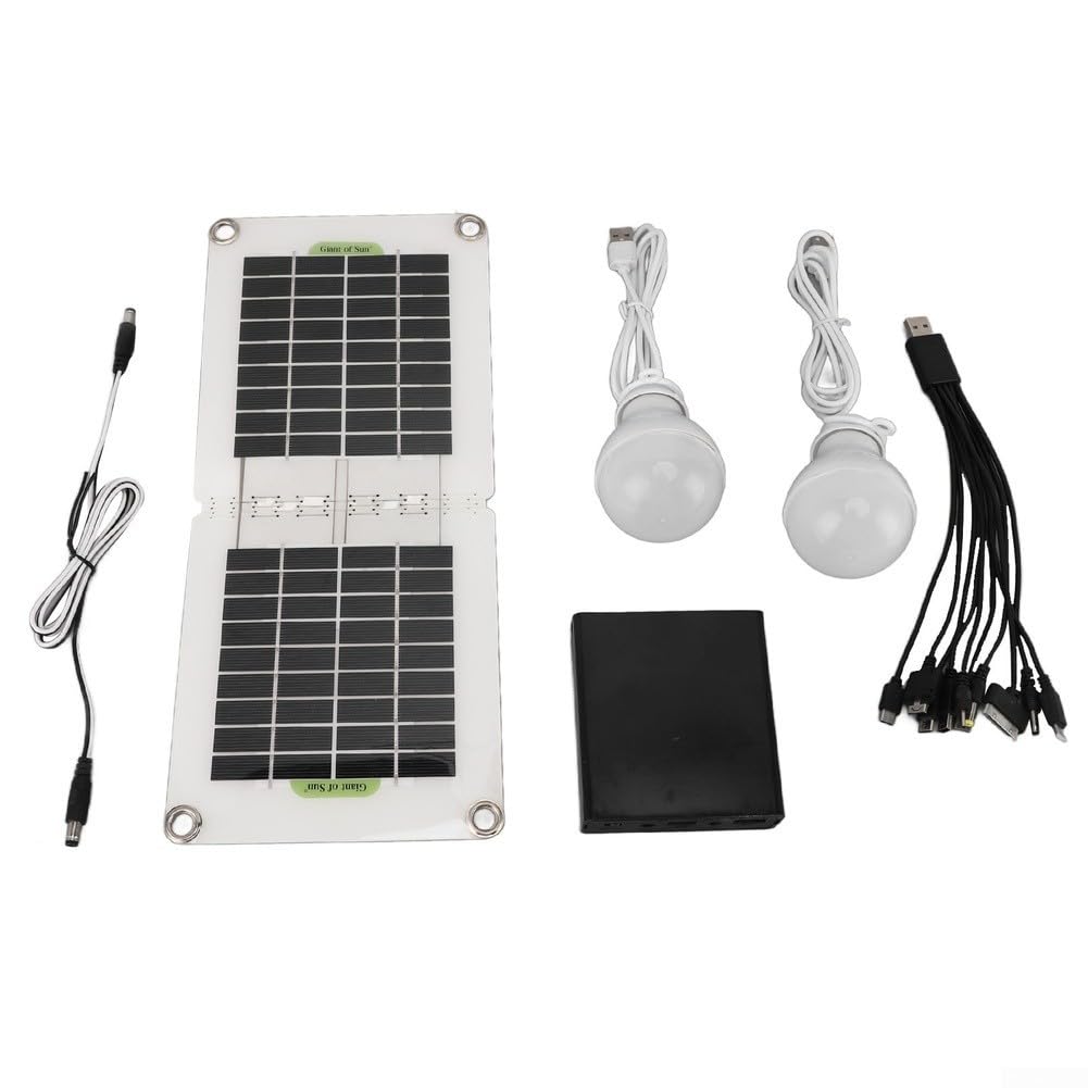 Pannello solare pieghevole da 30 W con due porte USB, luce da campeggio portatile e scatola batteria per alimentazione elettrica da viaggio all'aperto (set completo)