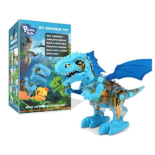 Dinosaur Toys for Kids 2-4, Crawling Toys for Toddlers, Water Mist Spray, Roaring Sound, Take Apart Robot Dragon, with Light & Music, Gifts for Boys & Girls Aged 3-5