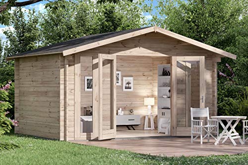 Alpholz Gartenhaus Mirko Modern aus Massiv-Holz | Gerätehaus mit 28 mm Wandstärke | Garten Holzhaus inklusive… – Bild 3
