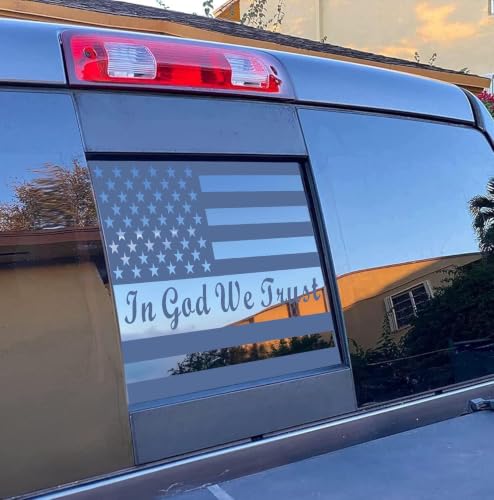 Image of Xinghe for Dodge Ram 2009 to 2026, American Flag Decals Stickers for Truck Back Middle Window, Matte Black USA Flag Decal for Truck Back Sliding Window