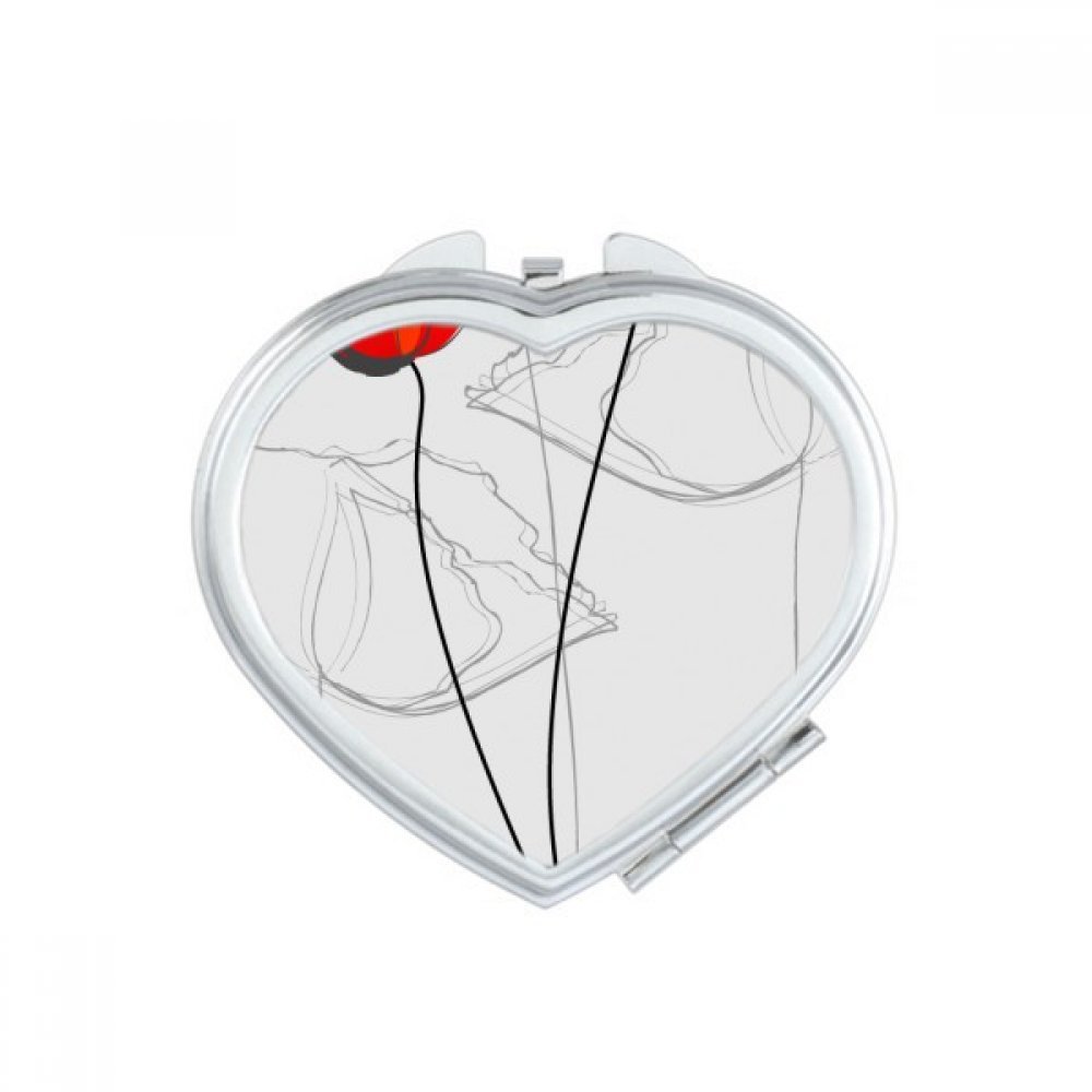 Miroir compact de maquillage artistique fleur de pavot rouge finitions premium