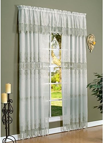 Common Wealth Home Fashions Annamaria Habitat faux linen macrame curtains, 55" x 63", Off-White