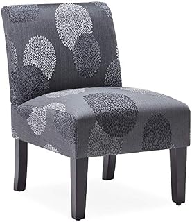 BELLEZE Curved Back Accent Slipper Chair Living Room Bedroom Upholstered Antique, Charcoal Sunflower