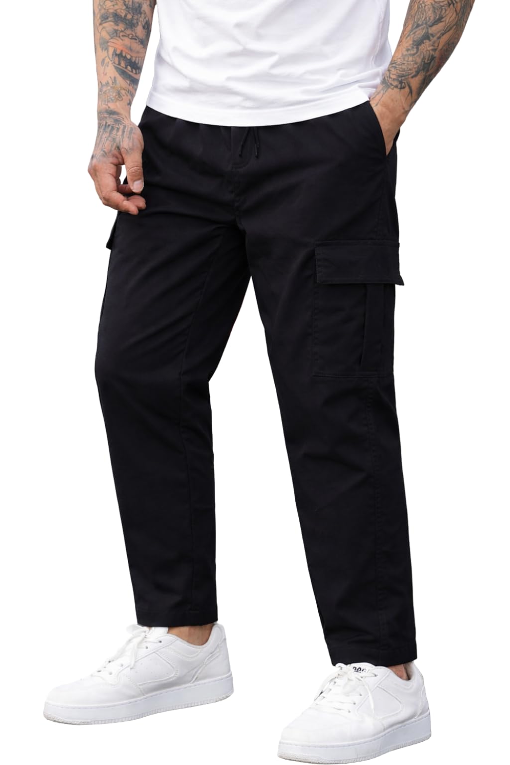 chicstit Men Casual Cargo Trouser Pants | Solid Regular Fit Trousers with 6 Utility Pockets | Comfortable Daily & Travel Wear Bottoms-picture-42