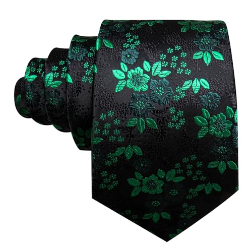 Image of Barry.Wang Flower Ties for Men Handkerchief Cufflinks Set Wedding Necktie Set Party
